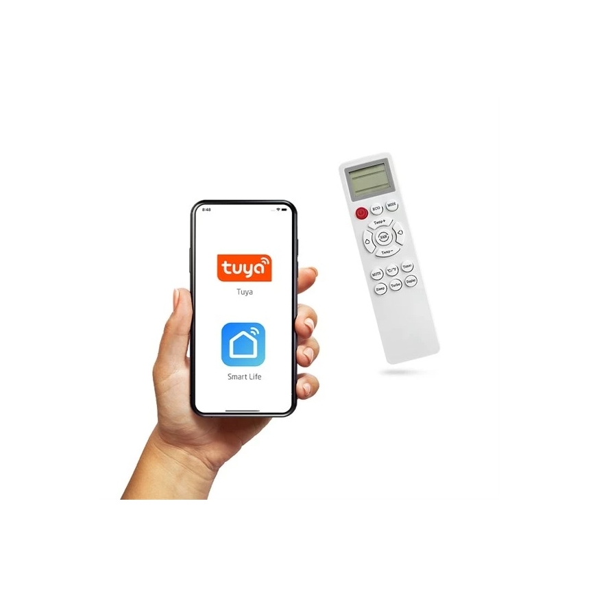 Climatizzatore solare ibrido 3,5 kW Tuya Wi-Fi, bianco + telecomando