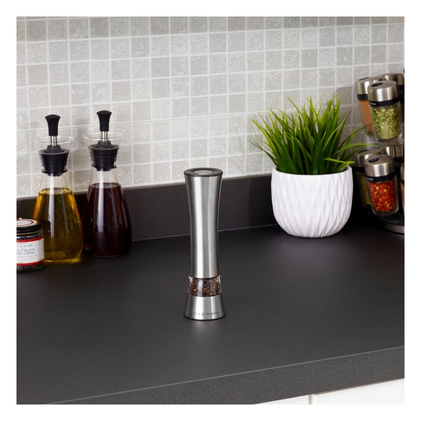 Cole&Mason - Elettrico salt or pepper grinder BURFORD 4xAAA 18 cm cromo opaco