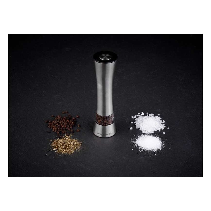 Cole&Mason - Elettrico salt or pepper grinder BURFORD 4xAAA 18 cm cromo opaco