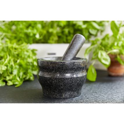 Cole&Mason - Mortaio in granito con pestello GRANITE diametro 18 cm granito/nero