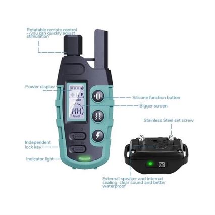 Collare elettrico per addestramento cani 52cm 600m 3,7V IP67