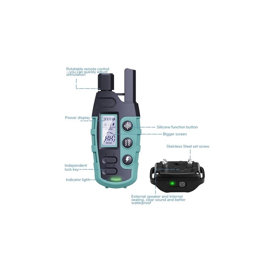 Collare elettrico per addestramento cani 52cm 600m 3,7V IP67