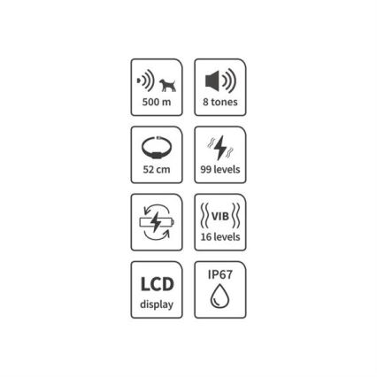 Collare elettrico per addestramento cani 52cm 600m 3,7V IP67