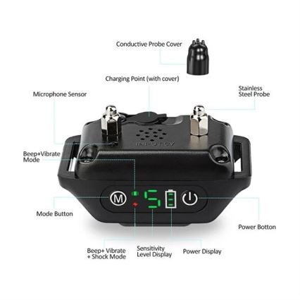 Collare per cani antiabbaio 52cm 3,7V 300 mAh IP67