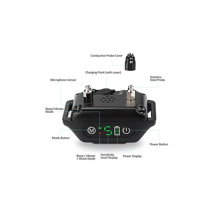 Collare per cani antiabbaio 52cm 3,7V 300 mAh IP67