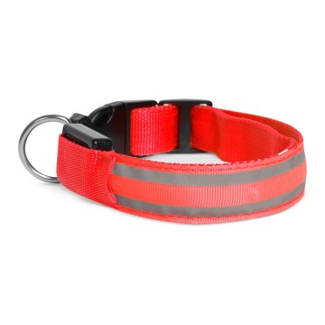 Collare per cani ricaricabile LED 40-48 cm 1xCR2032/5V/40 mAh rosso