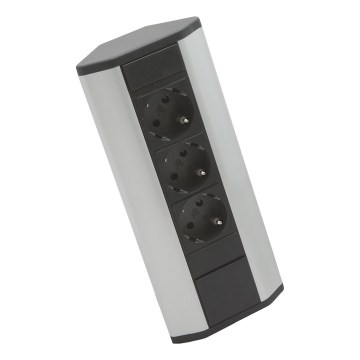 Colonna angolare con 3 prese 230V nero/argento