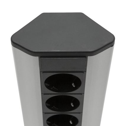 Colonna angolare con 3 prese 230V nero/argento