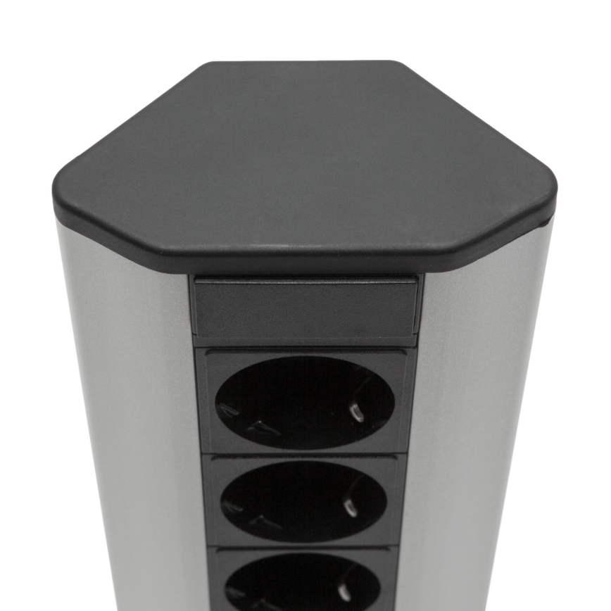 Colonna angolare con 3 prese 230V nero/argento