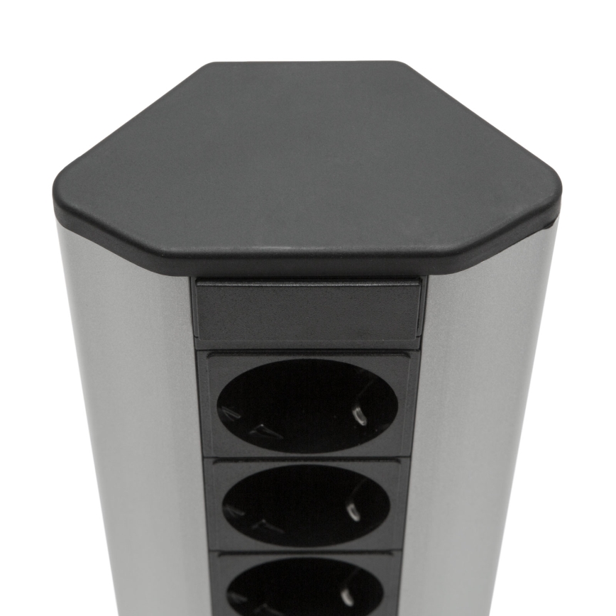 Colonna angolare con prese 4x230V + 2xUSB-A nero/argento