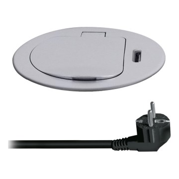 Colonna di prese per tavolo 1x230V + USB-C Power Delivery argento/nero