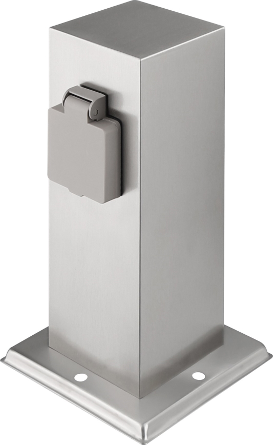 Colonna presa esterna 2 prese 230V IP44 cromo opaco quadrata