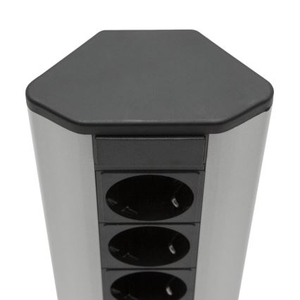 Colonna prese ad angolo 3x230V + 2xUSB-A nero/argento