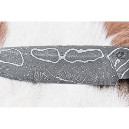 Coltello da caccia in damasco 12,4 cm Betulla/corna di renna