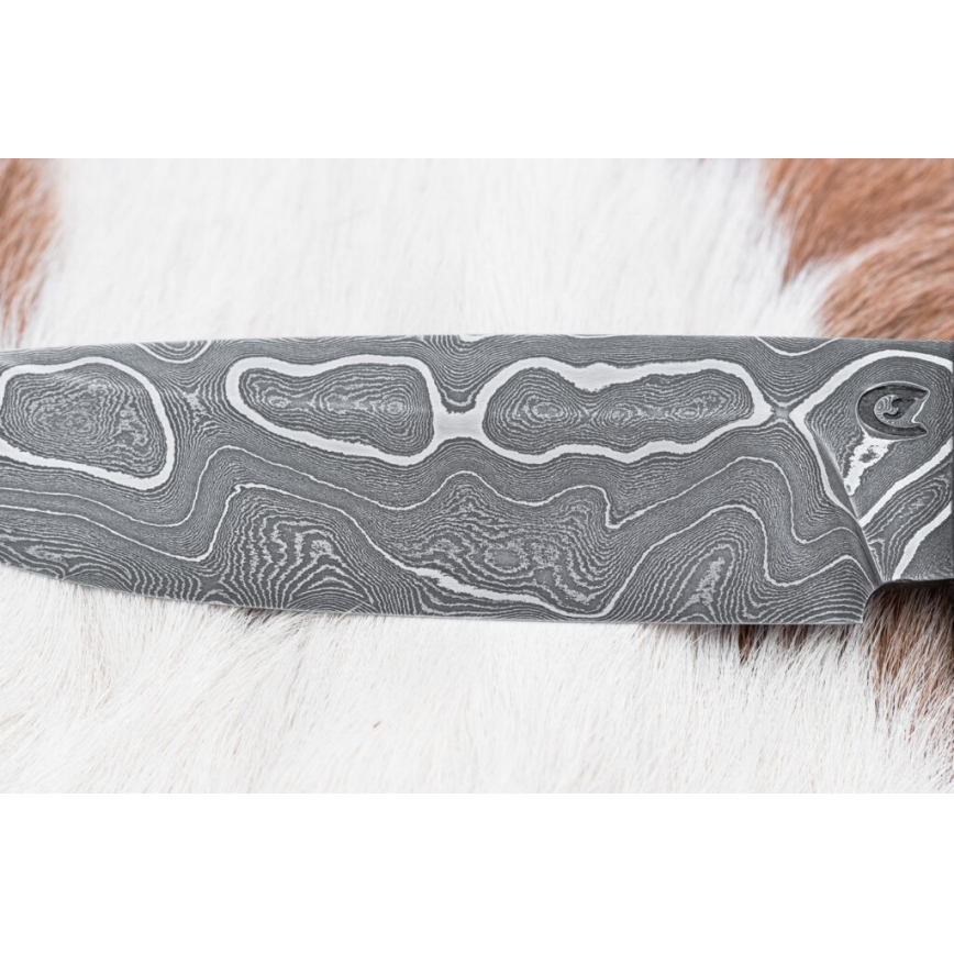 Coltello da caccia in damasco 12,4 cm Betulla/corna di renna