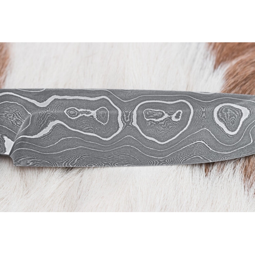 Coltello da caccia in damasco 12,4 cm Betulla/corna di renna