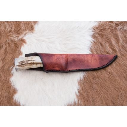 Coltello da caccia in damasco 12 cm cenere/corno di cervo