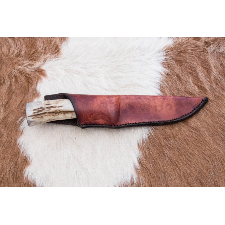 Coltello da caccia in damasco 12 cm cenere/corno di cervo