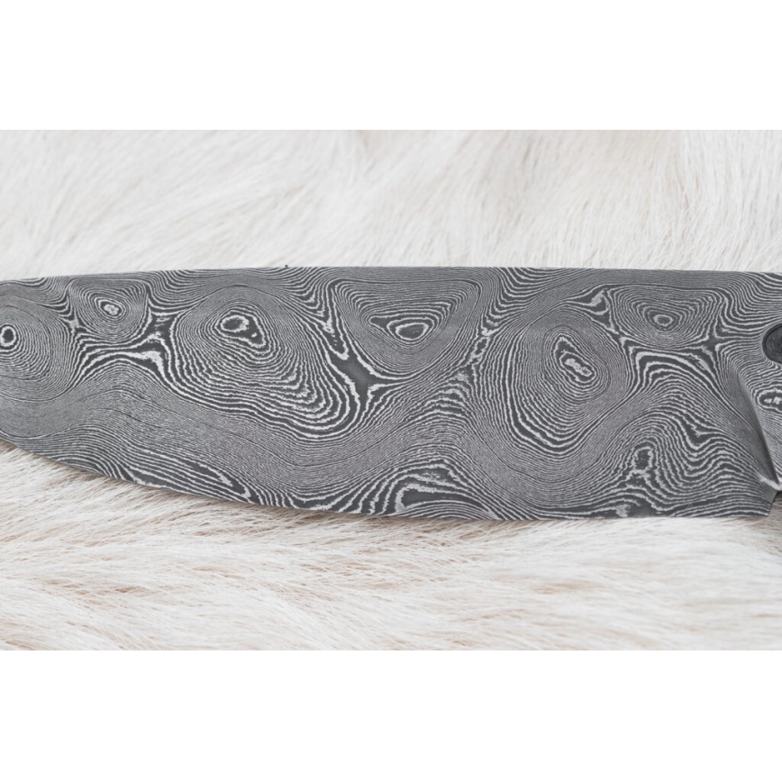 Coltello da caccia in damasco 12 cm cenere/corno di cervo