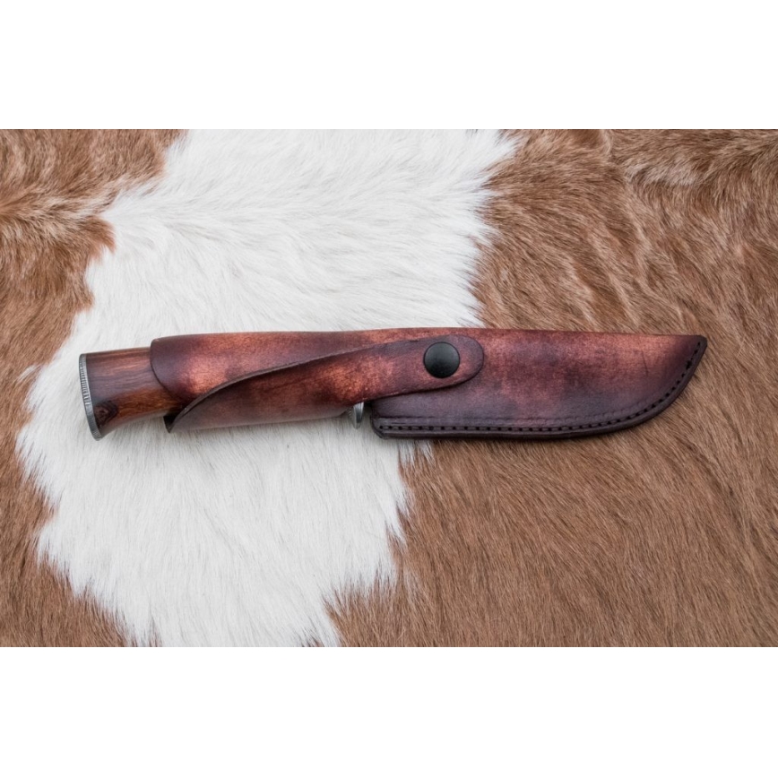 Coltello da caccia in damasco 13,8 cm ironwood/osso di bufalo
