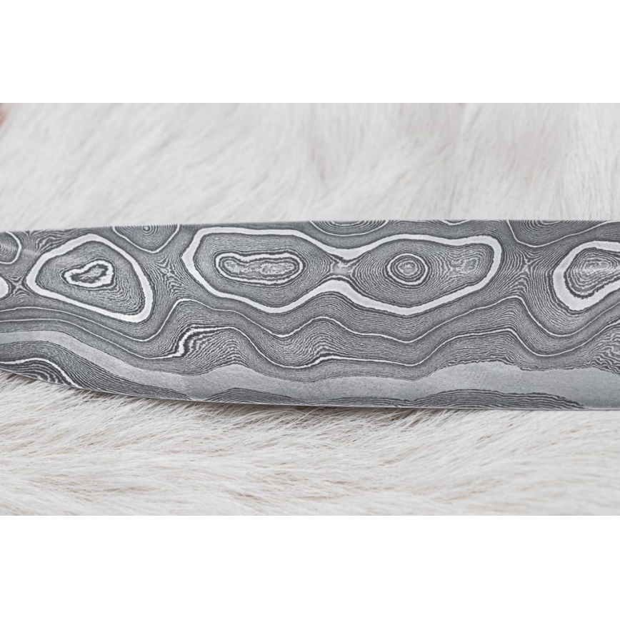 Coltello da caccia in damasco 13,8 cm ironwood/osso di bufalo