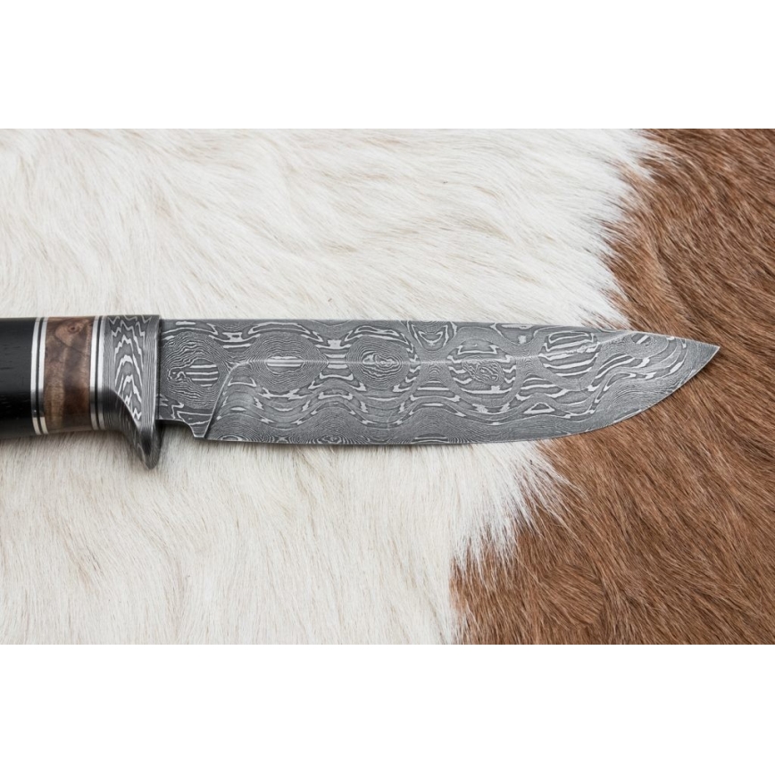 Coltello da caccia in damasco 13 cm pioppo/ebano