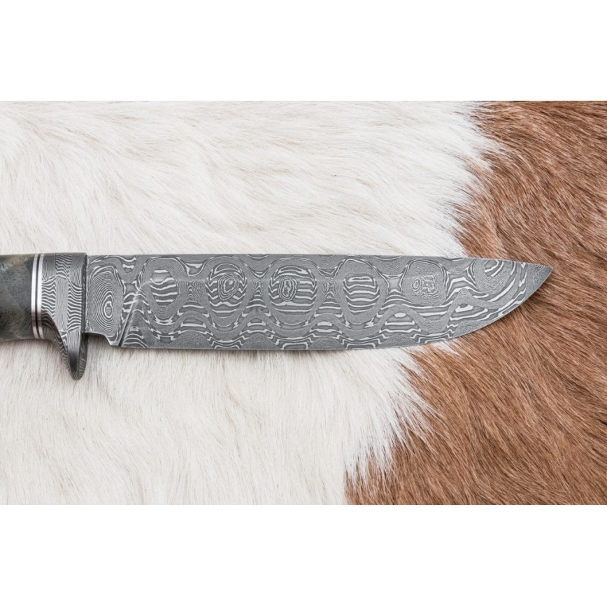Coltello da caccia in damasco 14,5 cm ontano/serpentinite