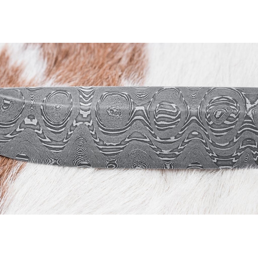 Coltello da caccia in damasco 14,5 cm ontano/serpentinite