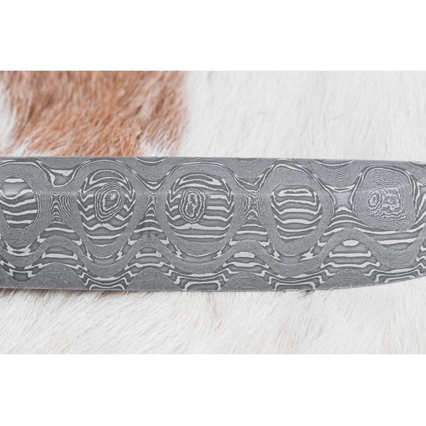 Coltello da caccia in damasco 14,5 cm ontano/serpentinite