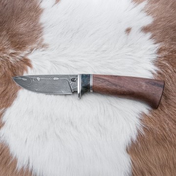 Coltello da caccia in damasco 9,7 cm noce/maple