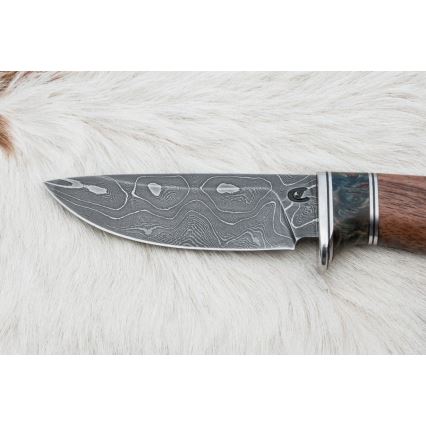 Coltello da caccia in damasco 9,7 cm noce/maple