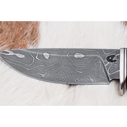 Coltello da caccia in damasco 9,7 cm noce/maple