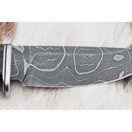 Coltello da caccia in damasco 9,7 cm noce/maple