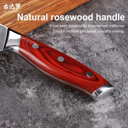 Gudaro - Coltello da pane damascato KENSHO 8, 67 strati di acciaio, lunghezza 20 cm