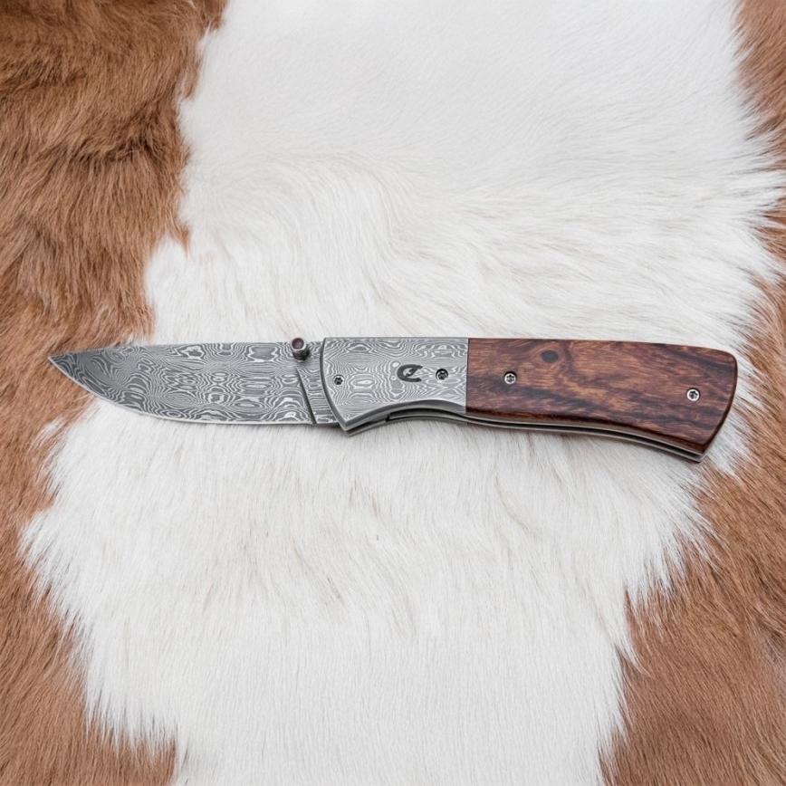 Coltello pieghevole Damasco 8 cm ironwood