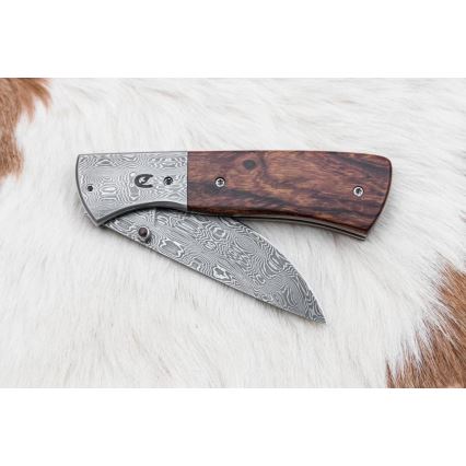 Coltello pieghevole Damasco 8 cm ironwood