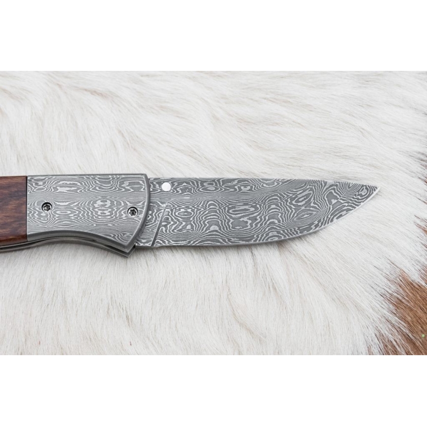 Coltello pieghevole Damasco 8 cm ironwood
