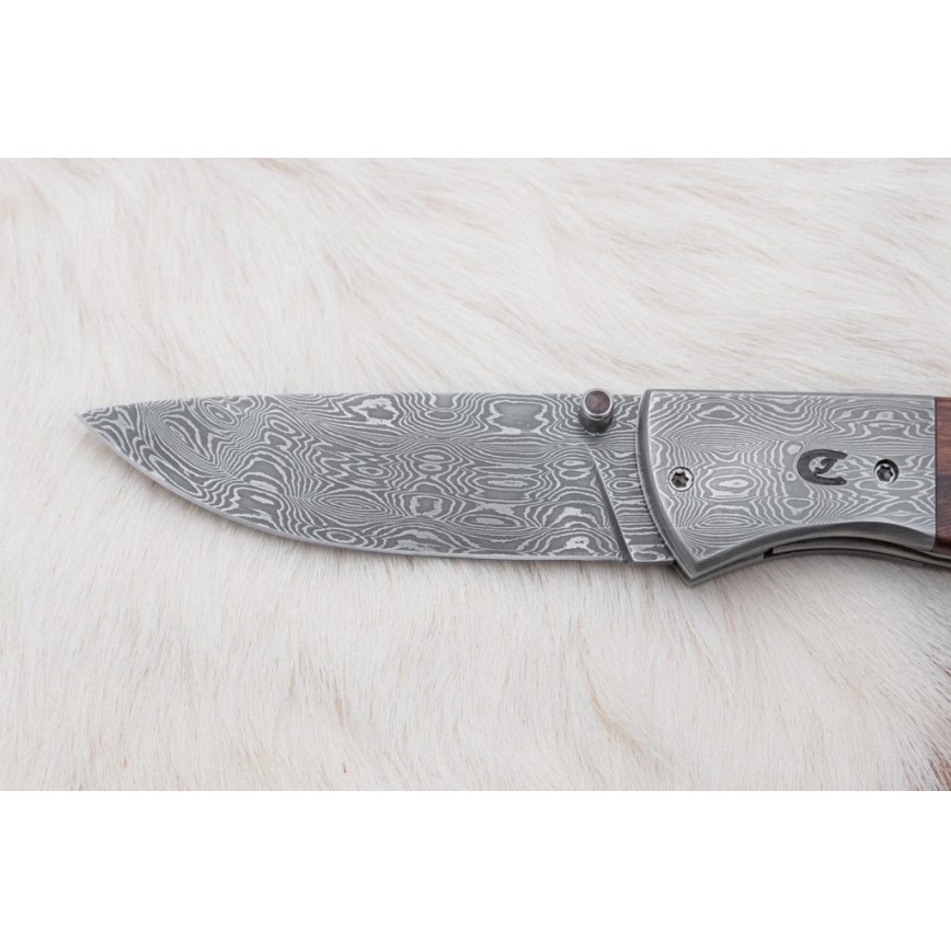 Coltello pieghevole Damasco 8 cm ironwood