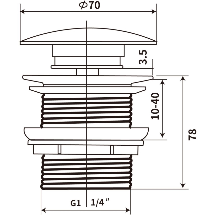 COMAD CLICK-CLACK T201L-3 - Scarico del lavandino CLICK-CLACK diametro 7 cm cromo lucido