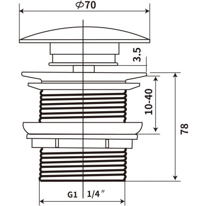 COMAD CLICK-CLACK T201M-B2-3 - Piletta CLICK-CLACK per lavabo ø 7 cm, nero opaco