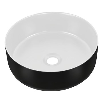 COMAD UM-6259 SIMPLE 8. - Lavandino da appoggio SIMPLE diametro 36 cm ceramiche/bianco opaco/opaco nero