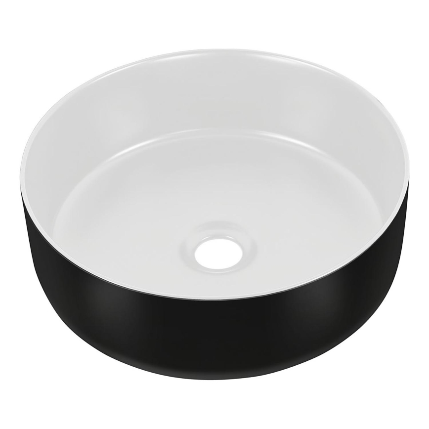 COMAD UM-6259 SIMPLE 8. - Lavandino da appoggio SIMPLE diametro 36 cm ceramiche/bianco opaco/opaco nero