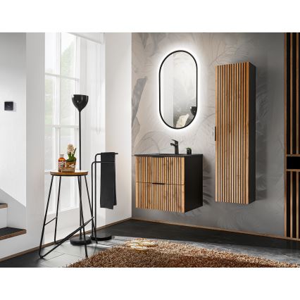 COMAD XILO BLACK WOTAN 82-60-D-2S - Mobile sottolavabo XILO nero/rovere