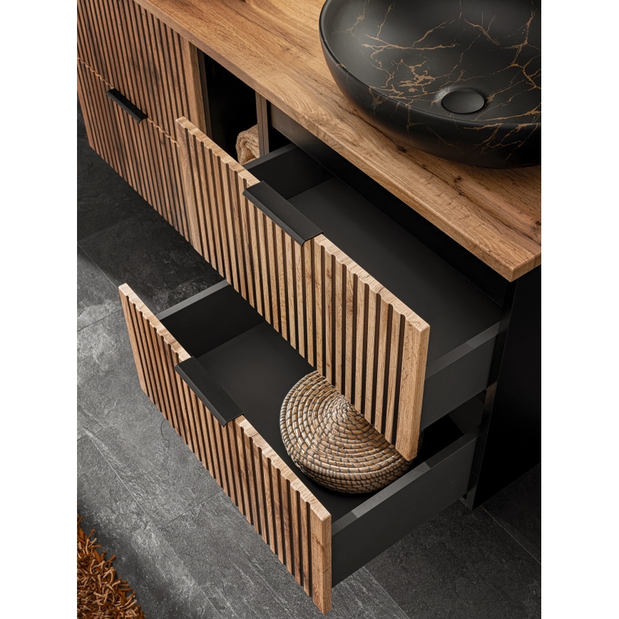 COMAD XILO BLACK WOTAN 82-60-D-2S - Mobile sottolavabo XILO nero/rovere