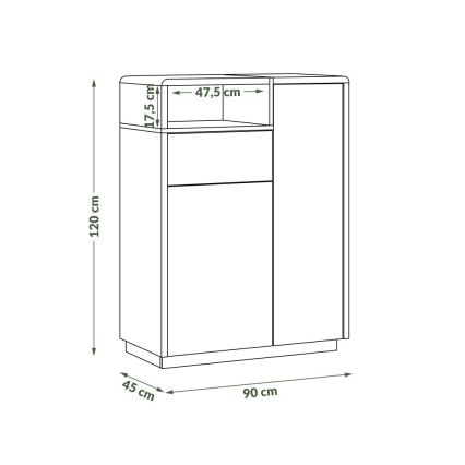 Comò con cassetto FRED bianco/grigio