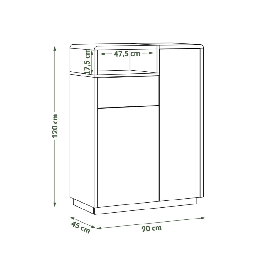 Comò con cassetto FRED bianco/grigio