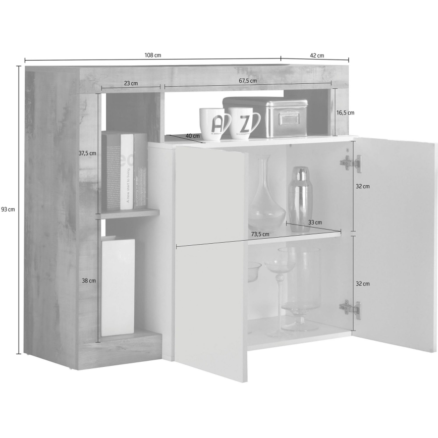 Comò LENOR bianco/marrone