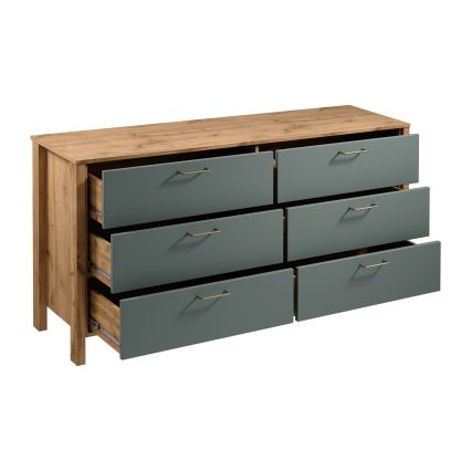 Comò MENTA 170x81x47 cm rovere Wotan/verde