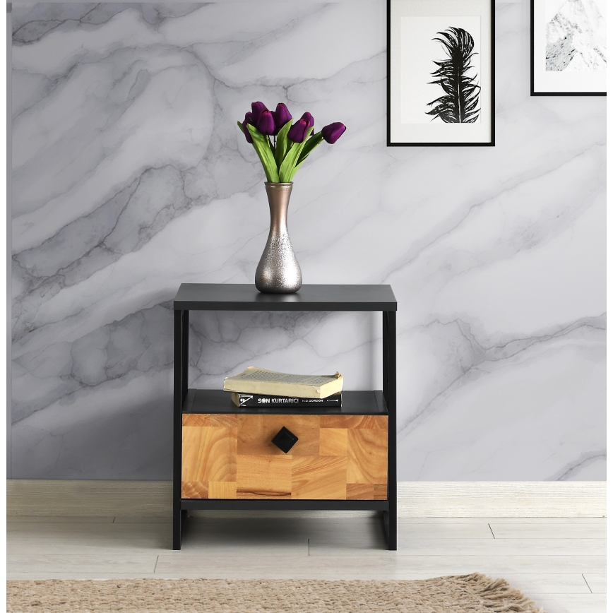 Comodino ALTUNIZADE 50x45 cm nero/marrone
