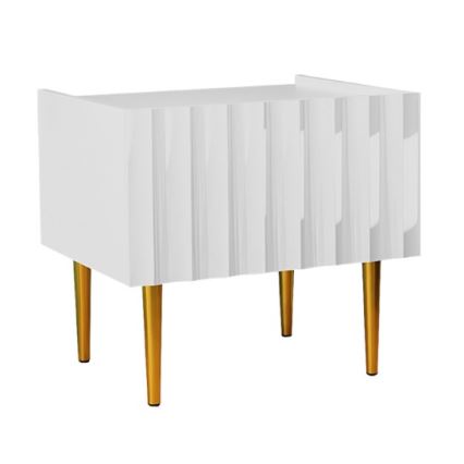 Comodino ARCOS 46x50 cm bianco/oro